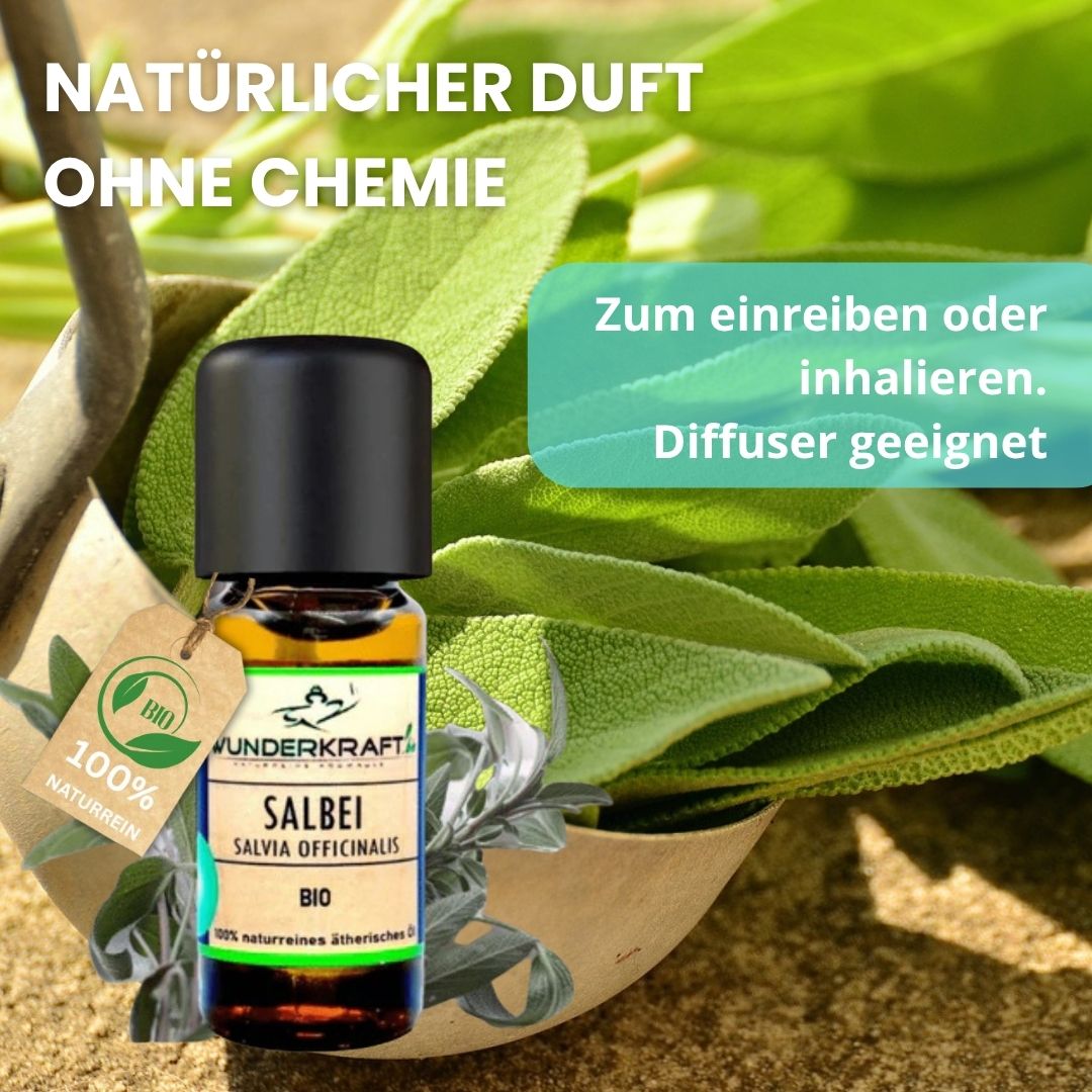 Riesen Duftstein mit Holzteller inkl. BIO Salbeiöl, 100% naturreine ätherische Öle - Wunderkraft.bio von Wunderlampe.bio