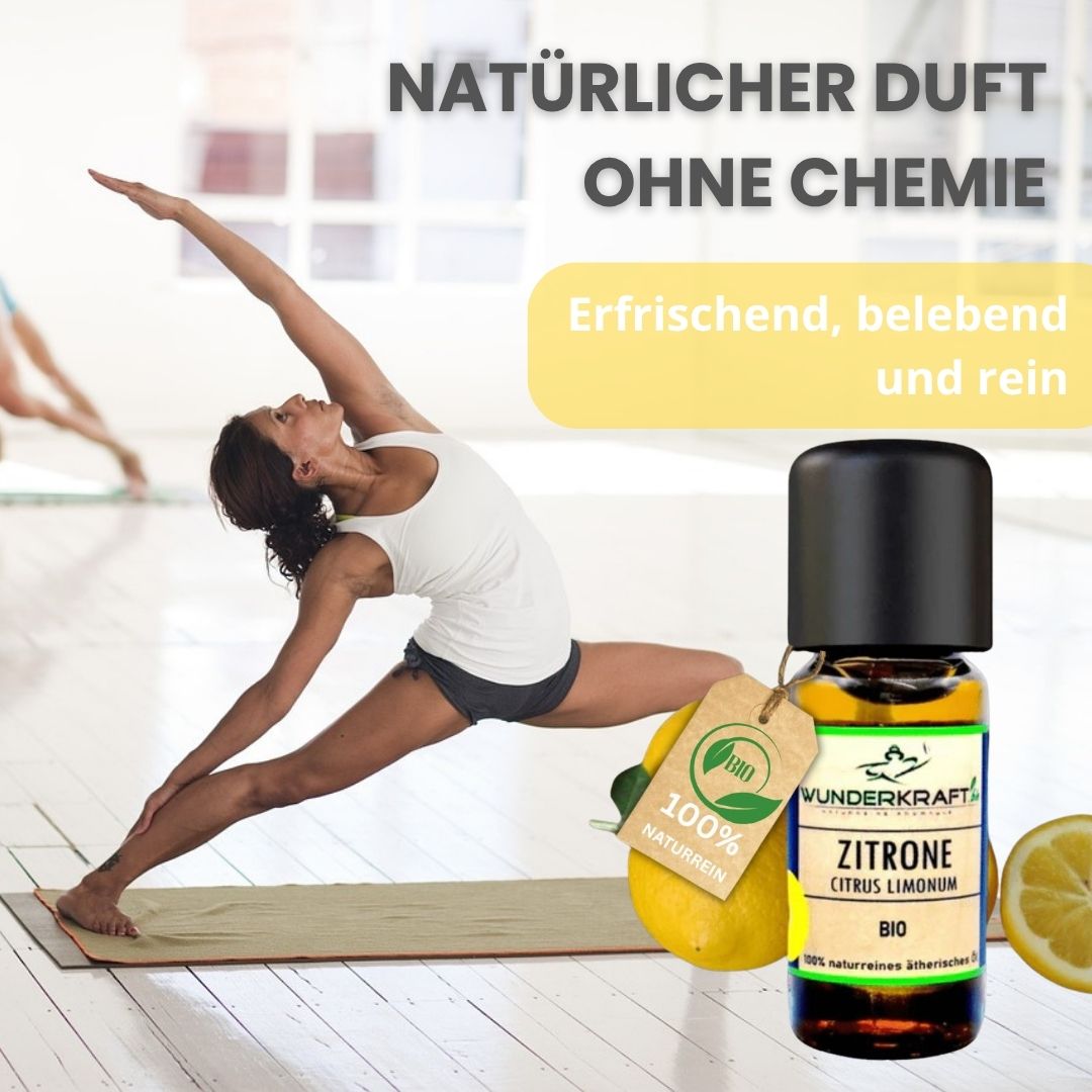 Riesen Duftstein mit Holzteller inkl. BIO Zitronenöl, 100% ätherisches Öl, 10ml - Wunderkraft.bio von Wunderlampe.bio