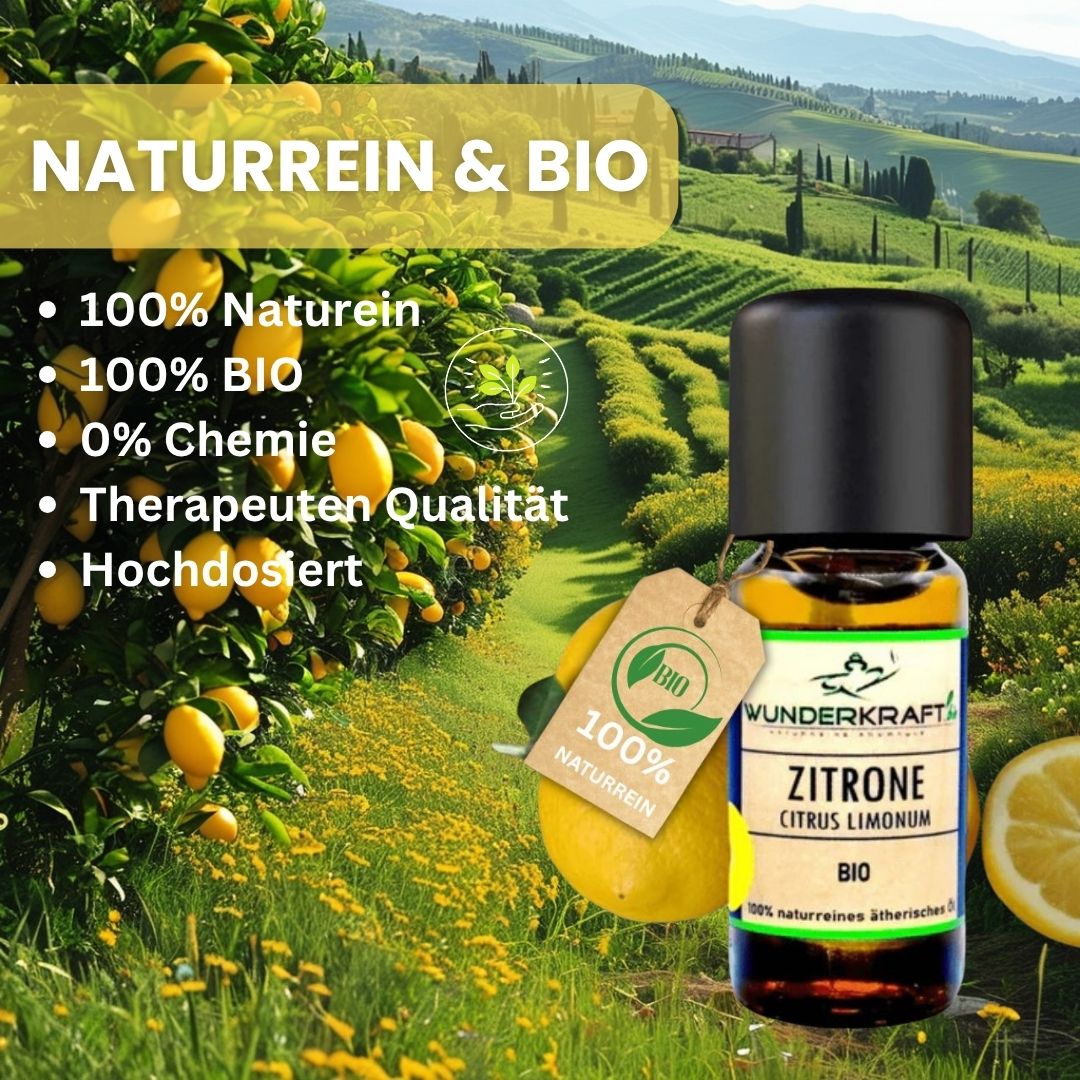 Riesen Duftstein mit Holzteller inkl. BIO Zitronenöl, 100% ätherisches Öl, 10ml - Wunderkraft.bio von Wunderlampe.bio