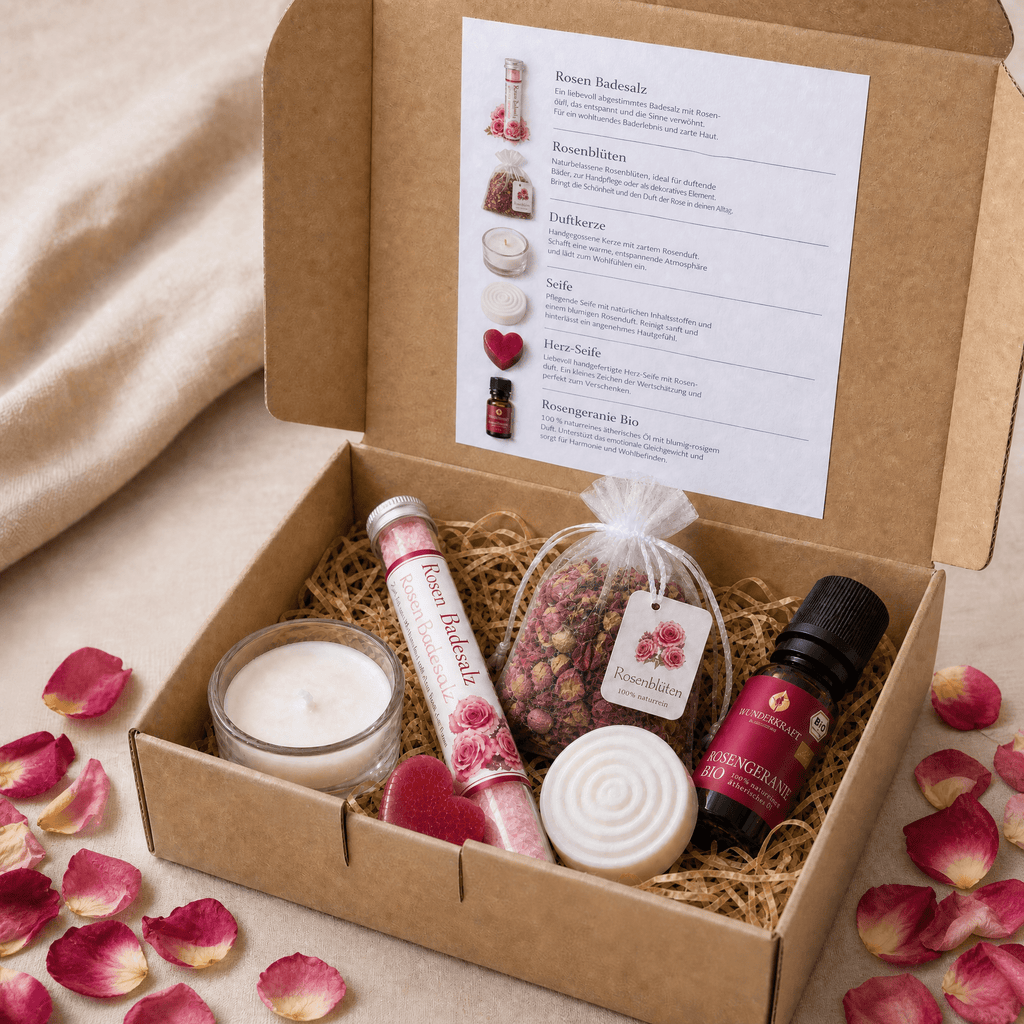 Rosen Wellness Geschenkset – Zarte Rosenmomente für echte Entspannung - Wunderkraft naturals