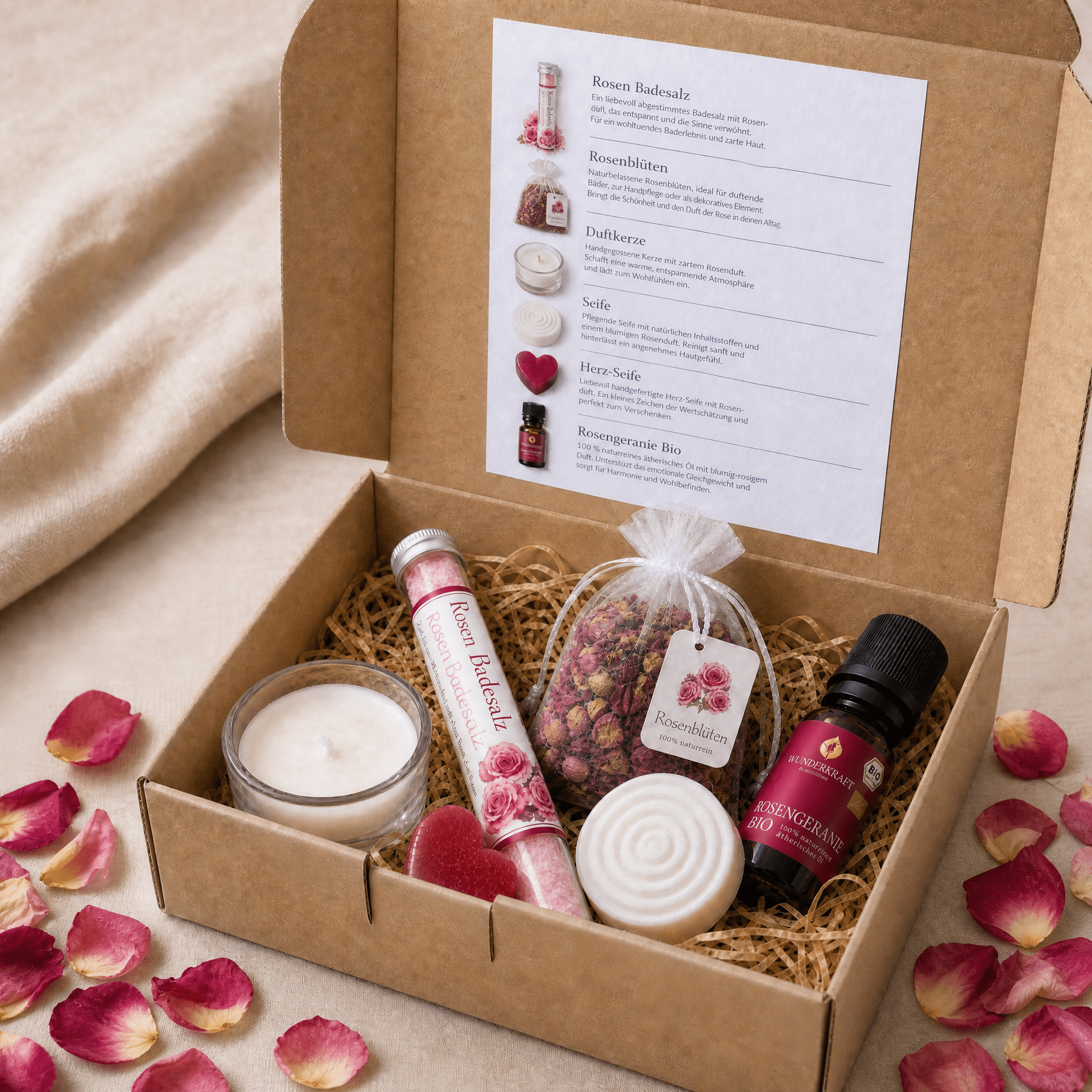 Rosen Wellness Geschenkset – Zarte Rosenmomente für echte Entspannung - Wunderkraft naturals