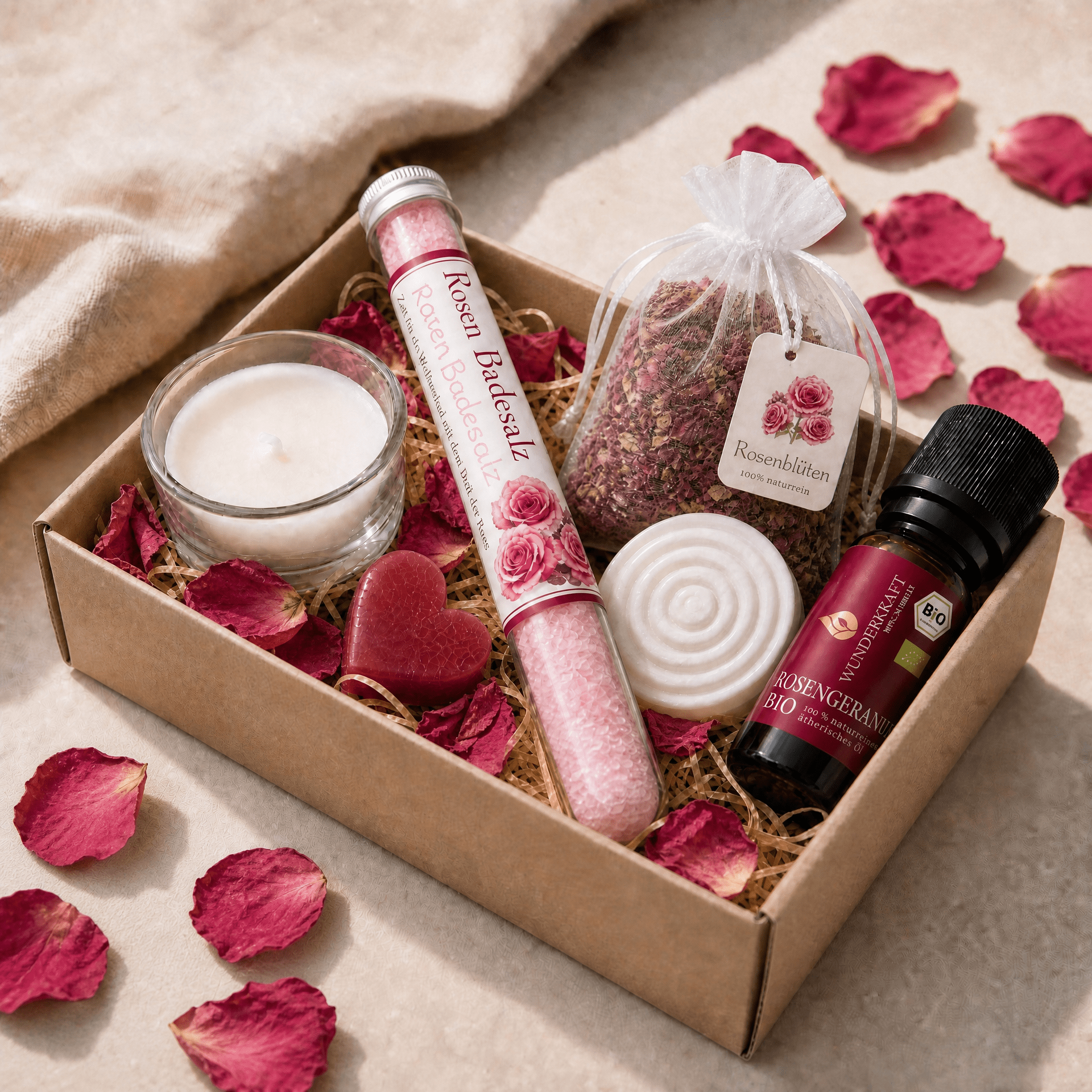 Rosen Wellness Geschenkset – Zarte Rosenmomente für echte Entspannung - Wunderkraft naturals
