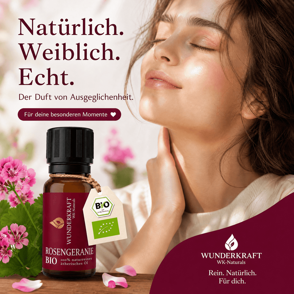 Sanfte Harmonie "ROSENGERANIENÖL BIO" 😴Beruhigung & Schlaf - 🌿 Haut & Pflege - Wunderkraft naturals