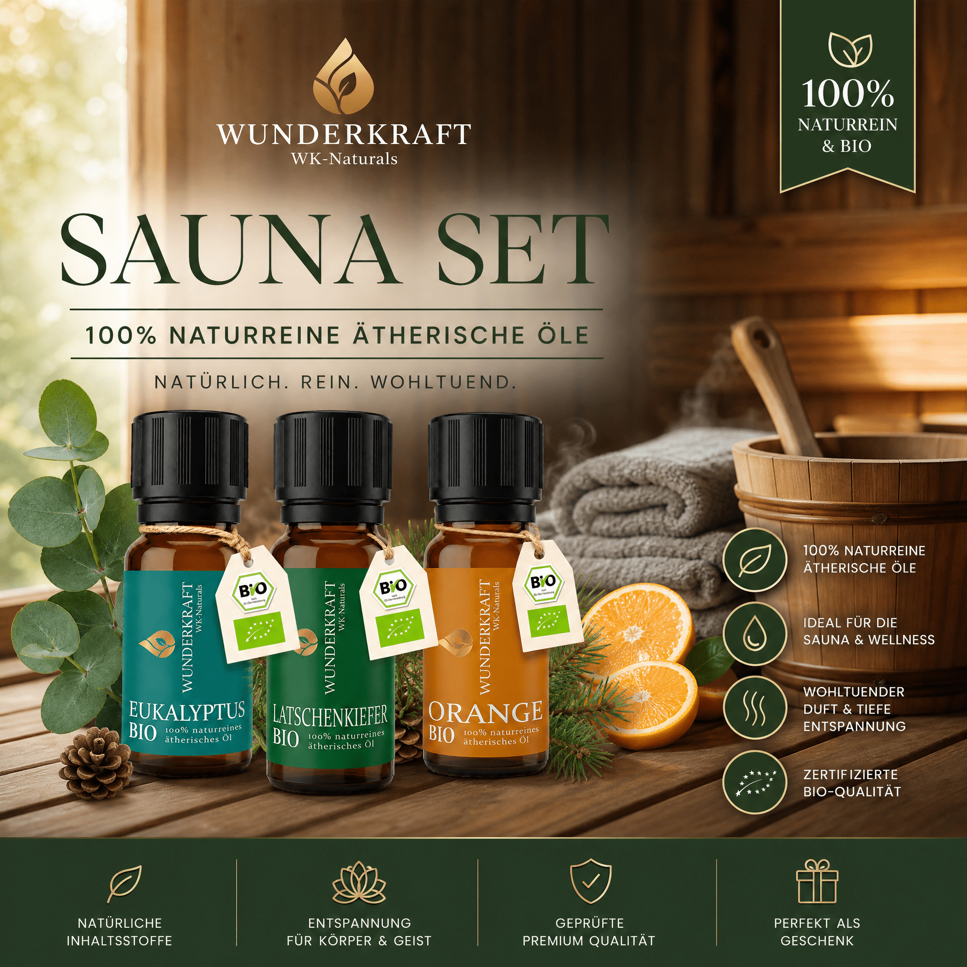 Sauna Duftset – Natürliche Frische für deine Wellnessmomente - Wunderkraft naturals