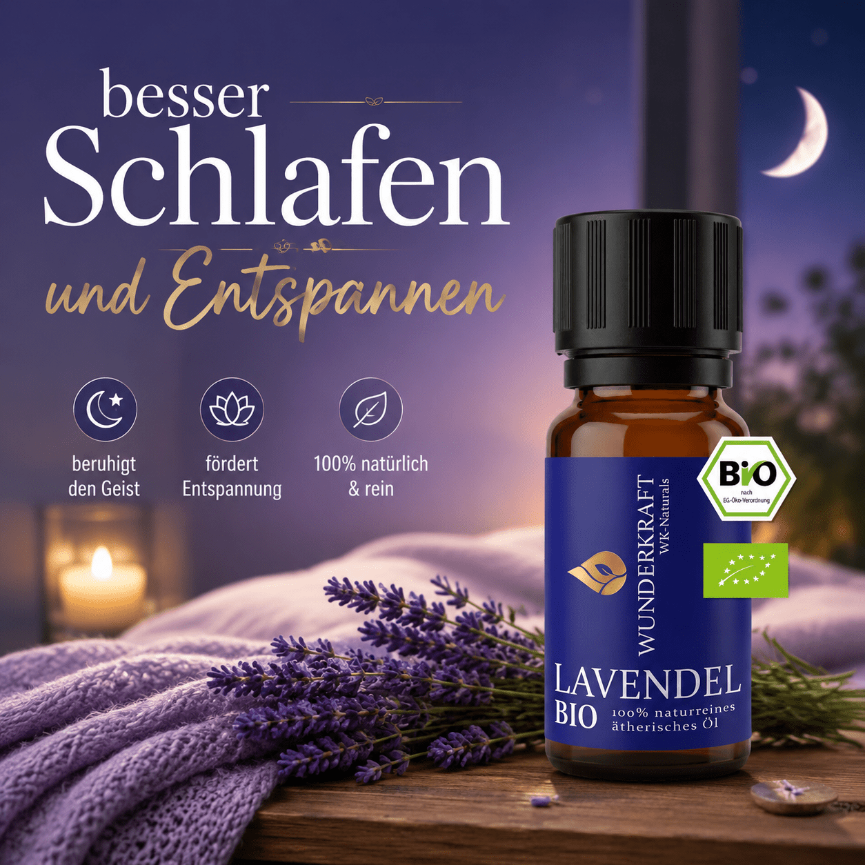 Tief Schlaf "LAVENDELÖL BIO" 😴Beruhigung & Schlaf - 🌿 Haut & Pflege - Wunderkraft naturals