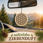 Alpenduft Zirben Duftbaum "Blume des Lebens", Lufterfrischer inkl. 5ml Bio Zirbenspray