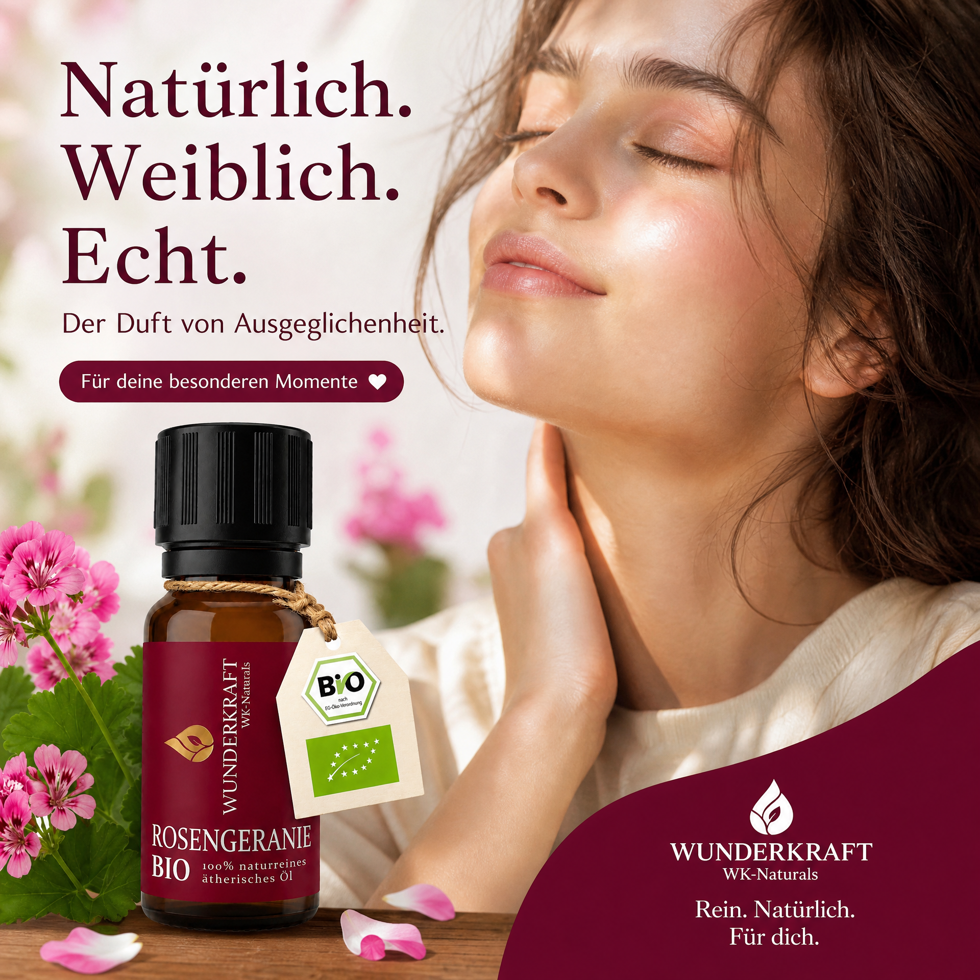 Sanfte Harmonie "ROSENGERANIENÖL BIO" 😴Beruhigung & Schlaf - 🌿 Haut & Pflege