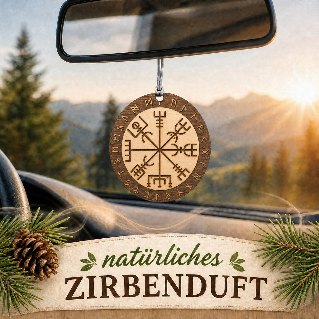 Alpenduft Zirben Duftbaum "Schutzrune", Lufterfrischer inkl. 5ml Bio Zirbenspray