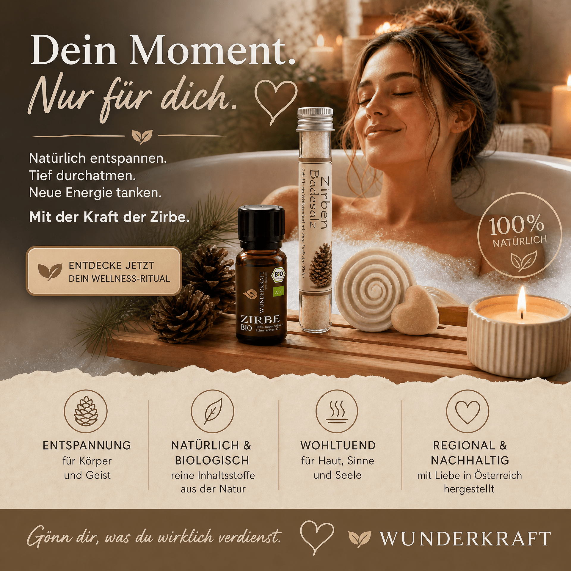 Wellness Geschenkset – Zirbenruhe für echte Entspannungsmomente - Wunderkraft naturals