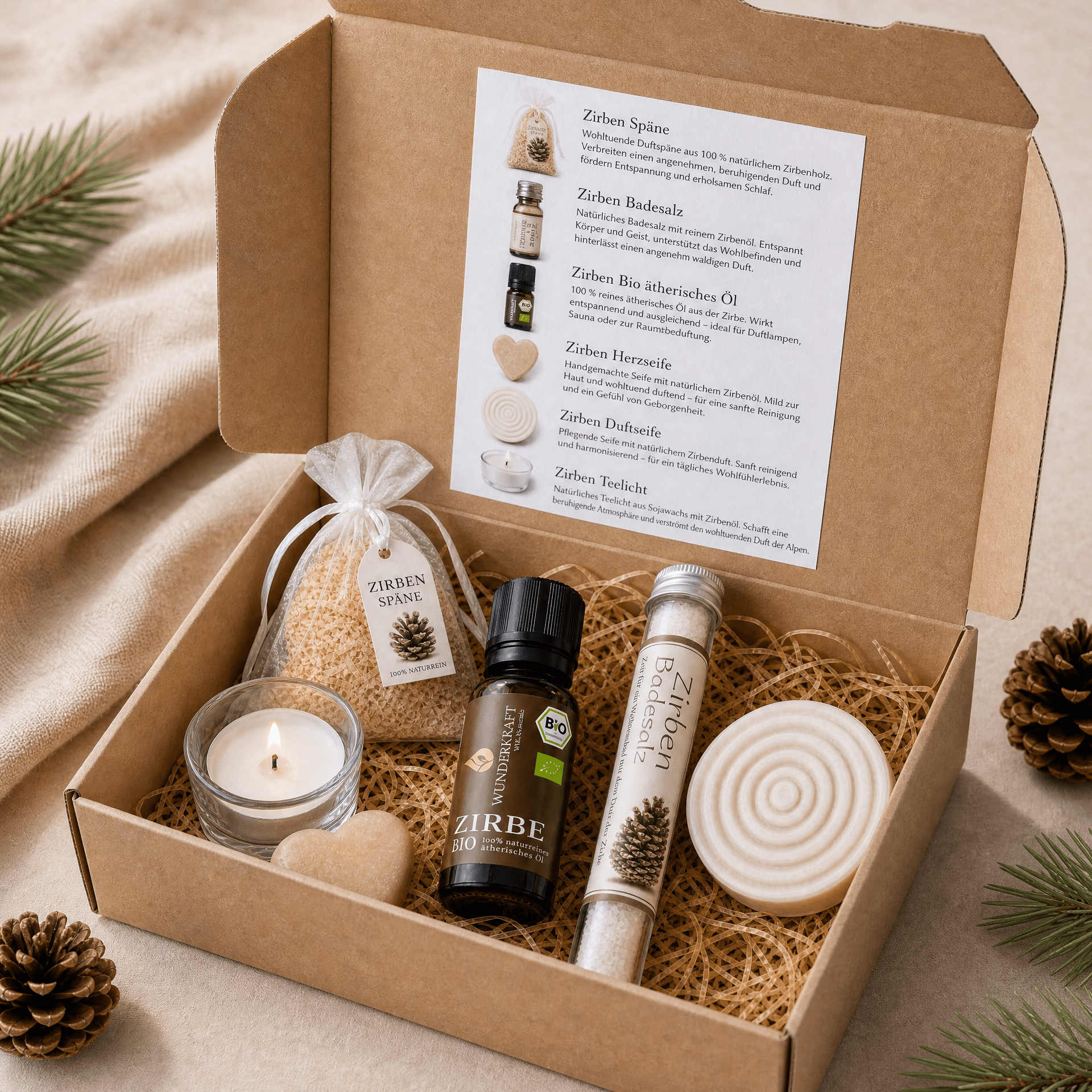 Wellness Geschenkset – Zirbenruhe für echte Entspannungsmomente - Wunderkraft naturals