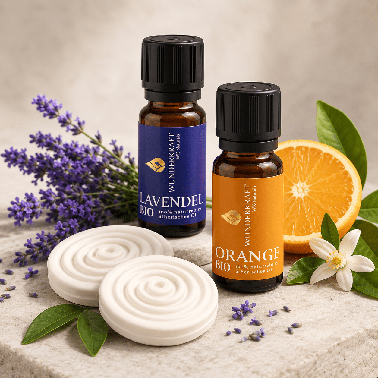 Yoga Aroma Set „Calm Balance“ – Bio Lavendelöl & Orangenöl – 100% naturreine ätherische Öle – für Yoga, Meditation & entspannende Duftmomente – vegan & ohne Zusätze - Wunderkraft naturals