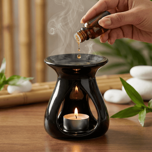 Zeitlose Duftlampe aus Keramik in schwarz - Wunderkraft naturals