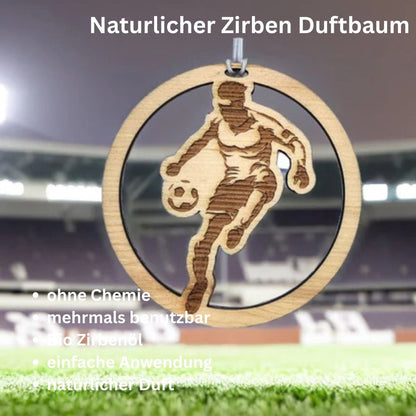 Zirben Duftbaum "Fussballer", Lufterfrischer inkl. 5ml Bio Zirbenölspray - Wunderkraft.bio von Wunderlampe.bio