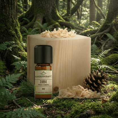 Zirben Würfel Duft Set / Baum des Lebens Motiv / Zirbenholz Würfel mir Zirbenspäne und 10ml Bio Zirbenöl - Wunderkraft naturals