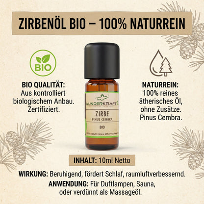 Zirben Würfel Duft Set / Baum des Lebens Motiv / Zirbenholz Würfel mir Zirbenspäne und 10ml Bio Zirbenöl - Wunderkraft naturals