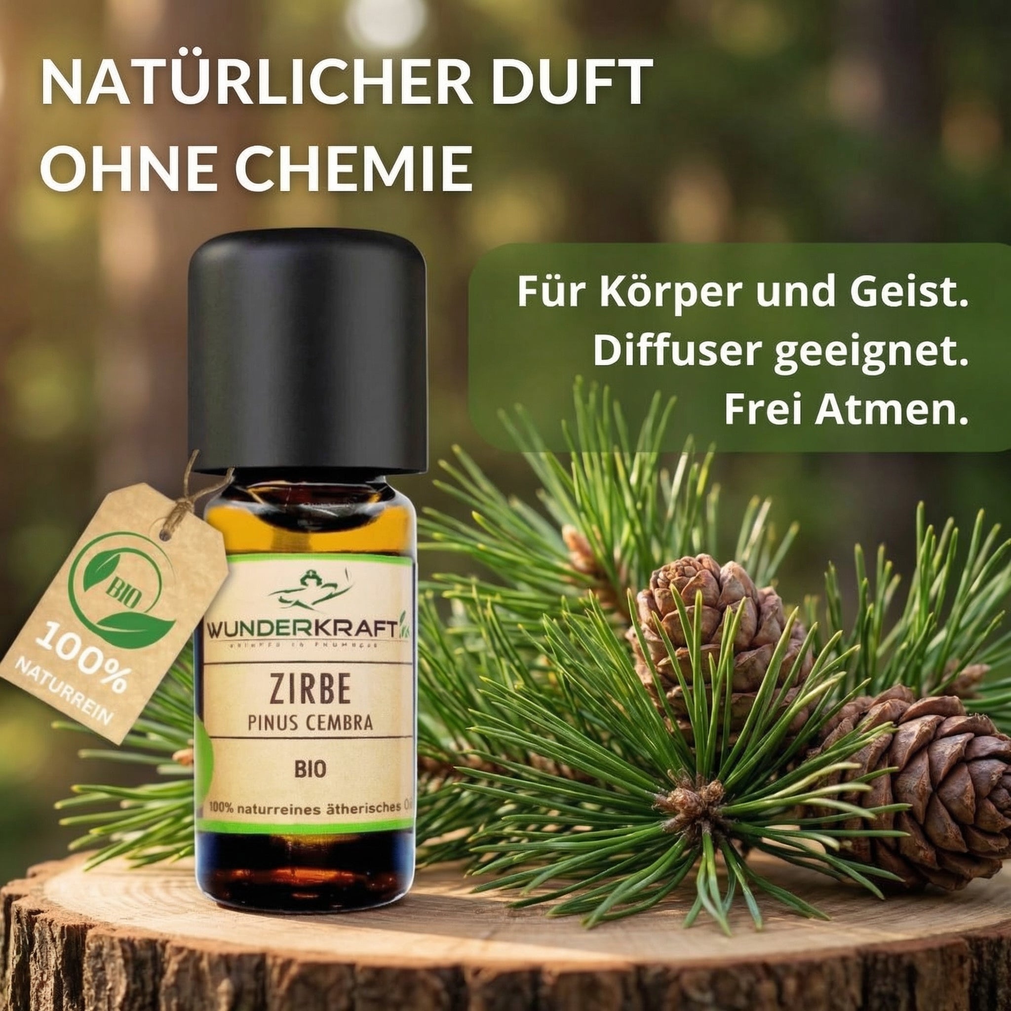 Zirben Würfel Duft Set / Wunschmotiv Personalisiert / Zirbenholz Würfel mir Zirbenspäne und 10ml Bio Zirbenöl - Wunderkraft naturals